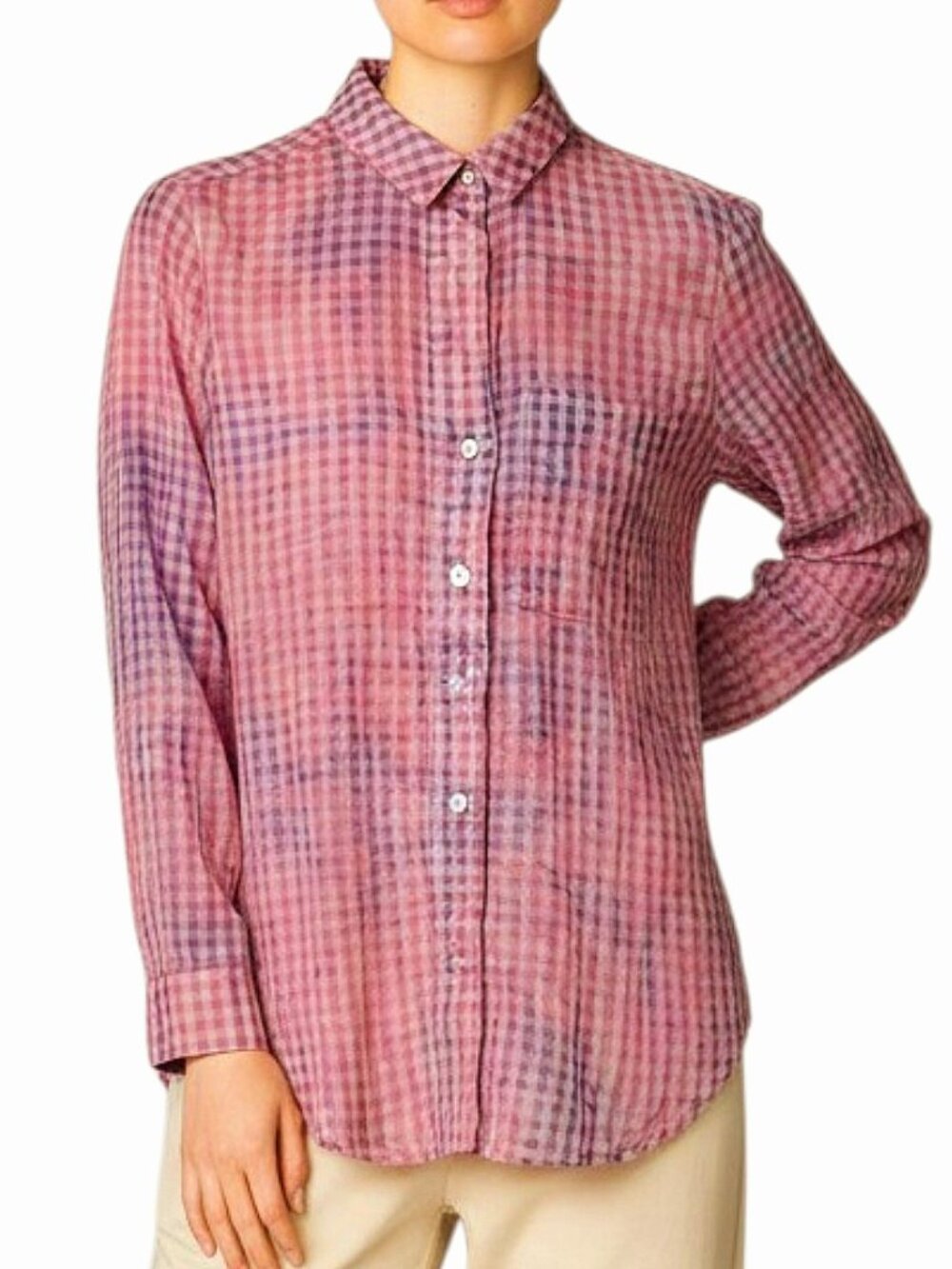Pilcro Anthropologie NWT Cate Tie Dye Gingham Checkered Classic Buttondown Top M